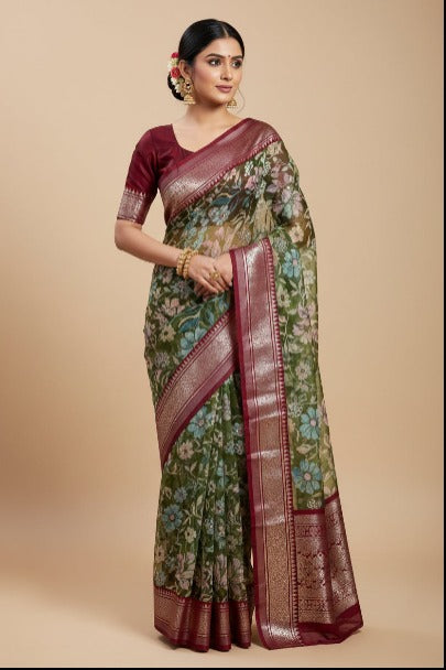 Pure Linen Silk Saree.