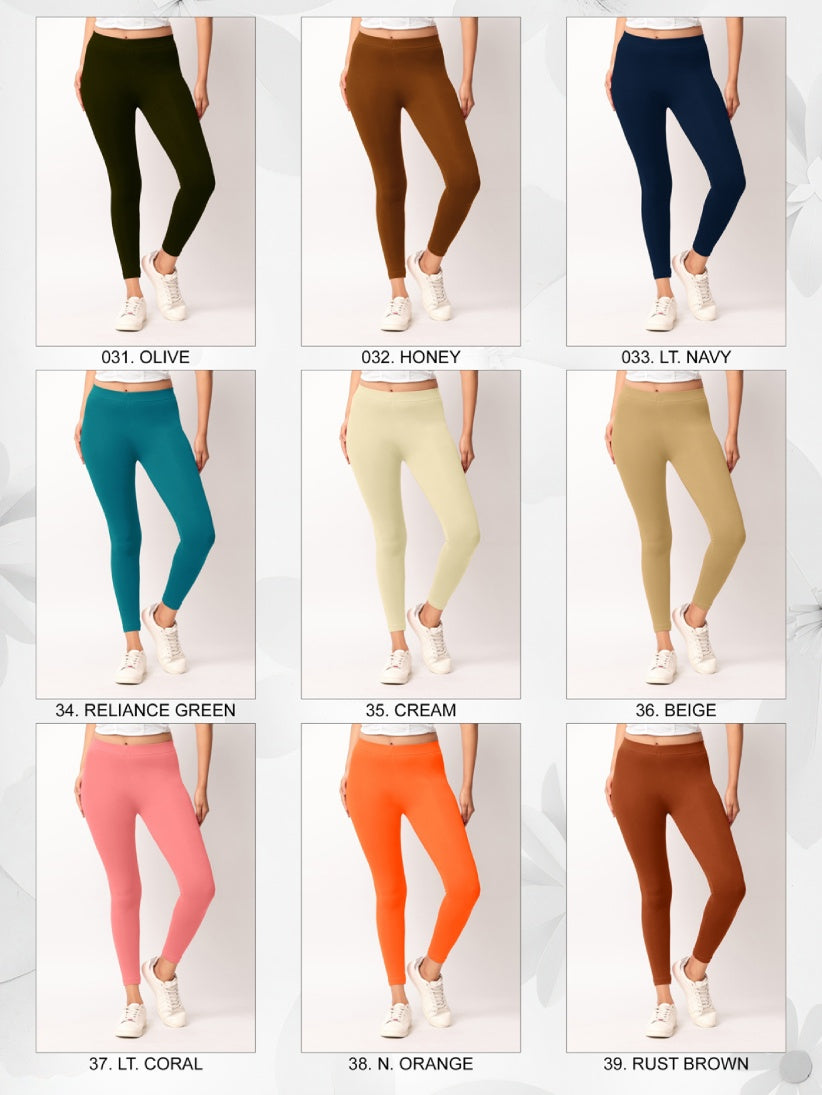 Ankle length Cotton+Lycra stretchable leggings.499/- For 3 Pieces