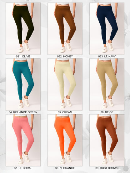 Ankle length Cotton+Lycra stretchable leggings.499/- For 3 Pieces