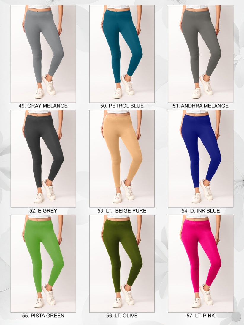 Ankle length Cotton+Lycra stretchable leggings.499/- For 3 Pieces