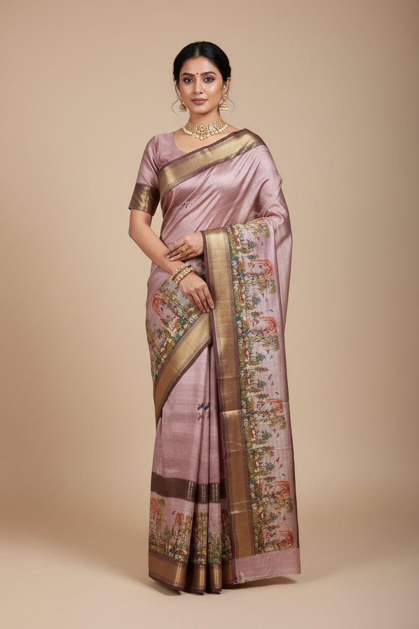 Pure Linen Silk Saree.