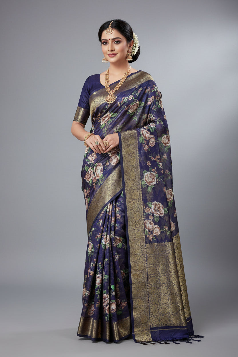 Pure Linen Silk Saree.