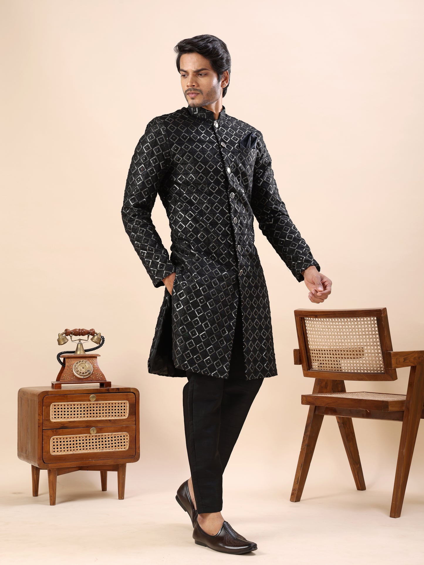 Traditional Embroidered Indo Westren Kurta Set For Men