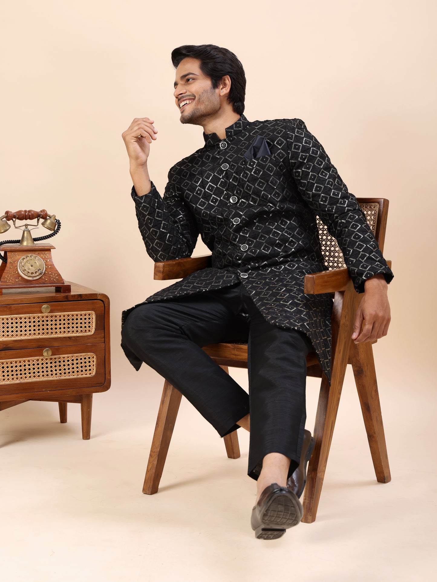 Traditional Embroidered Indo Westren Kurta Set For Men