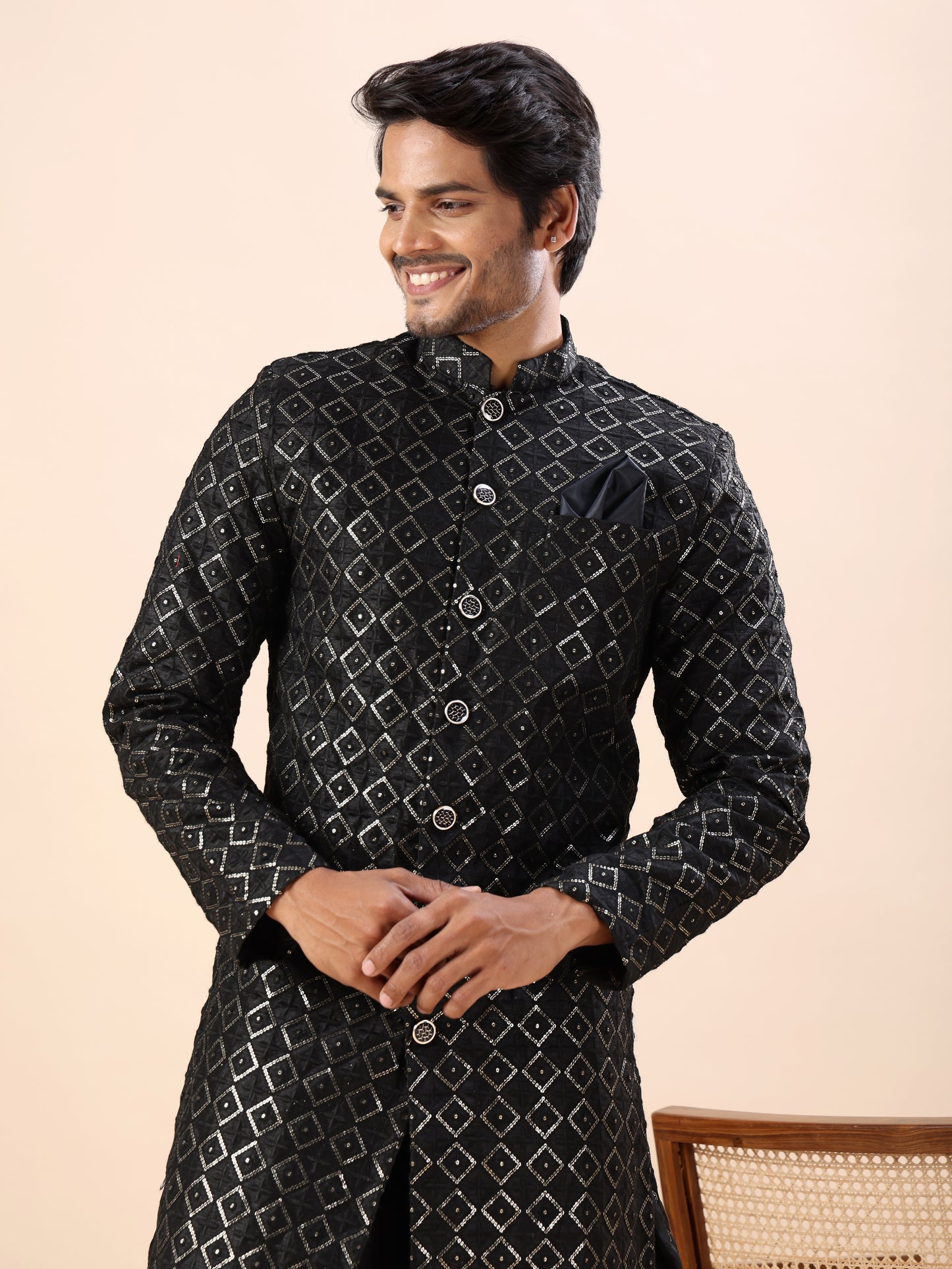 Traditional Embroidered Indo Westren Kurta Set For Men