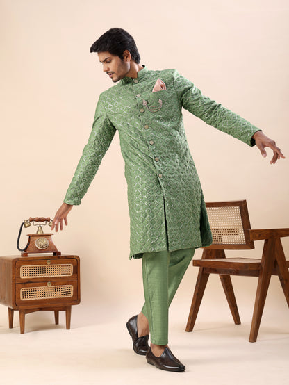 Traditional Embroidered Indo Westren Kurta Set For Men