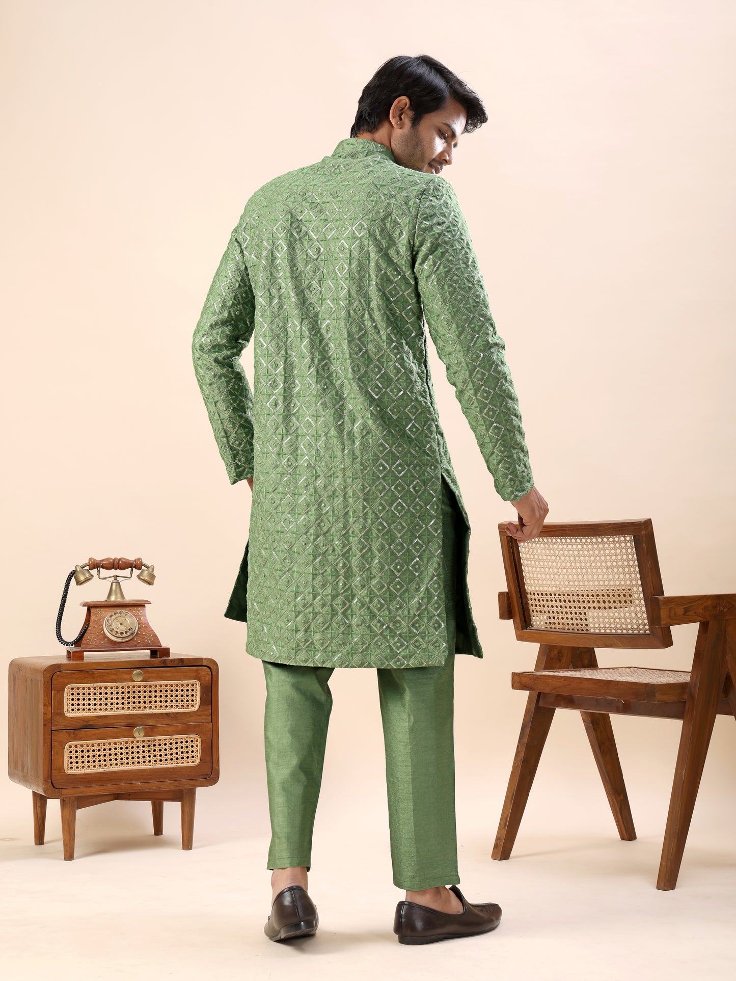 Traditional Embroidered Indo Westren Kurta Set For Men