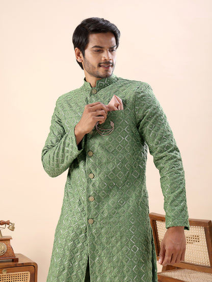 Traditional Embroidered Indo Westren Kurta Set For Men