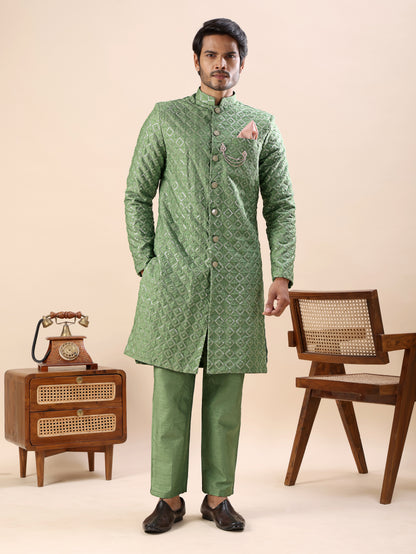 Traditional Embroidered Indo Westren Kurta Set For Men