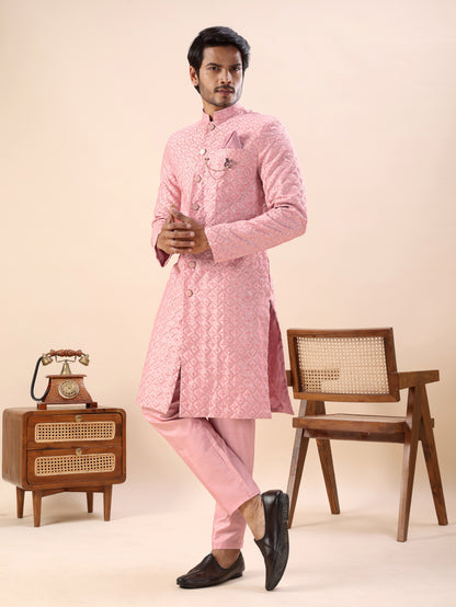 Traditional Embroidered Indo Westren Kurta Set For Men