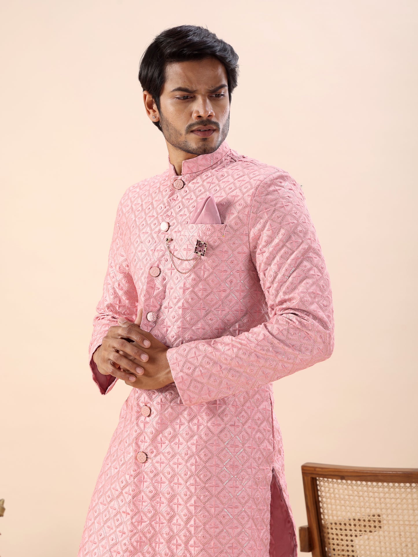 Traditional Embroidered Indo Westren Kurta Set For Men