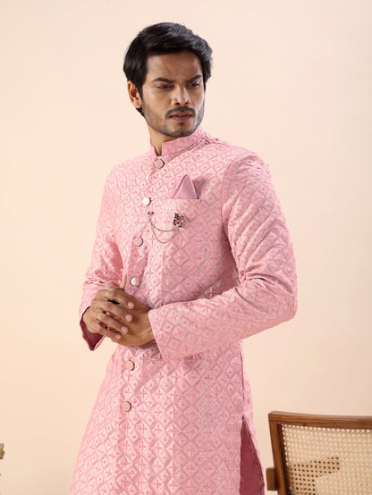 Traditional Embroidered Indo Westren Kurta Set For Men
