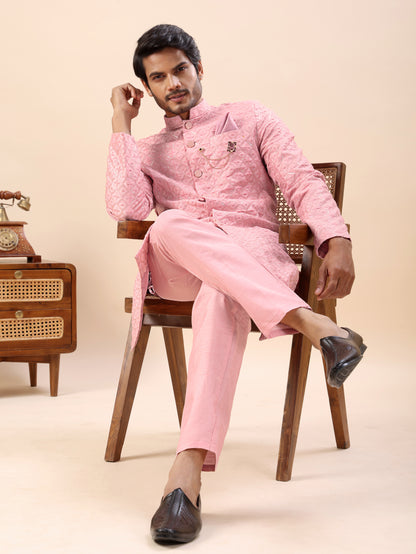 Traditional Embroidered Indo Westren Kurta Set For Men