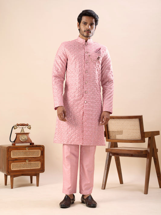 Traditional Embroidered Indo Westren Kurta Set For Men