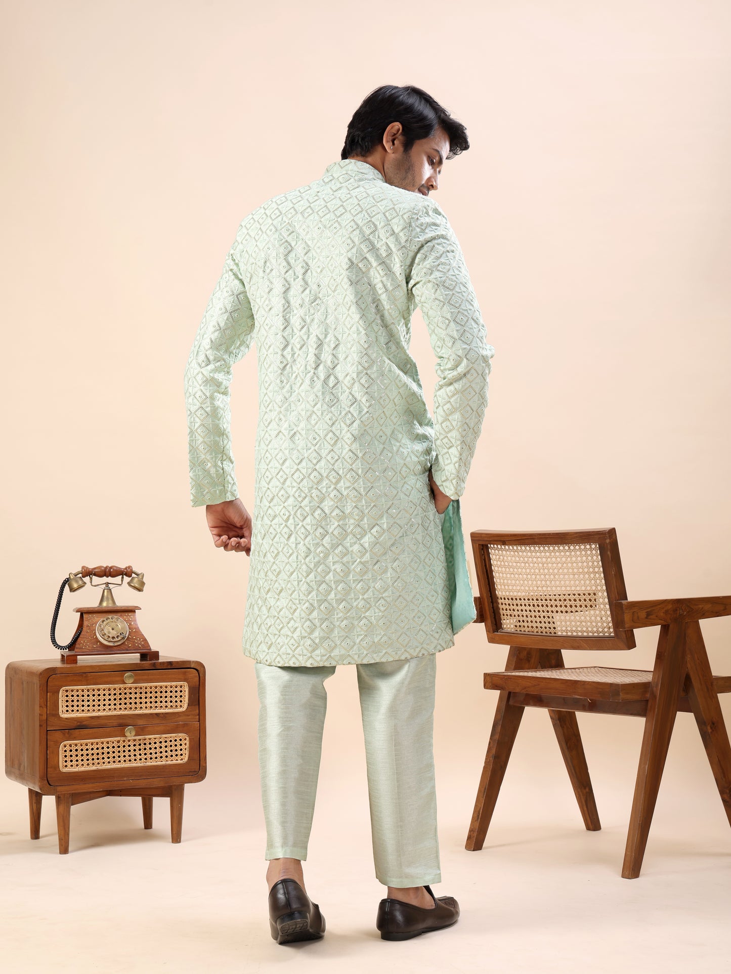 Traditional Embroidered Indo Westren Kurta Set For Men