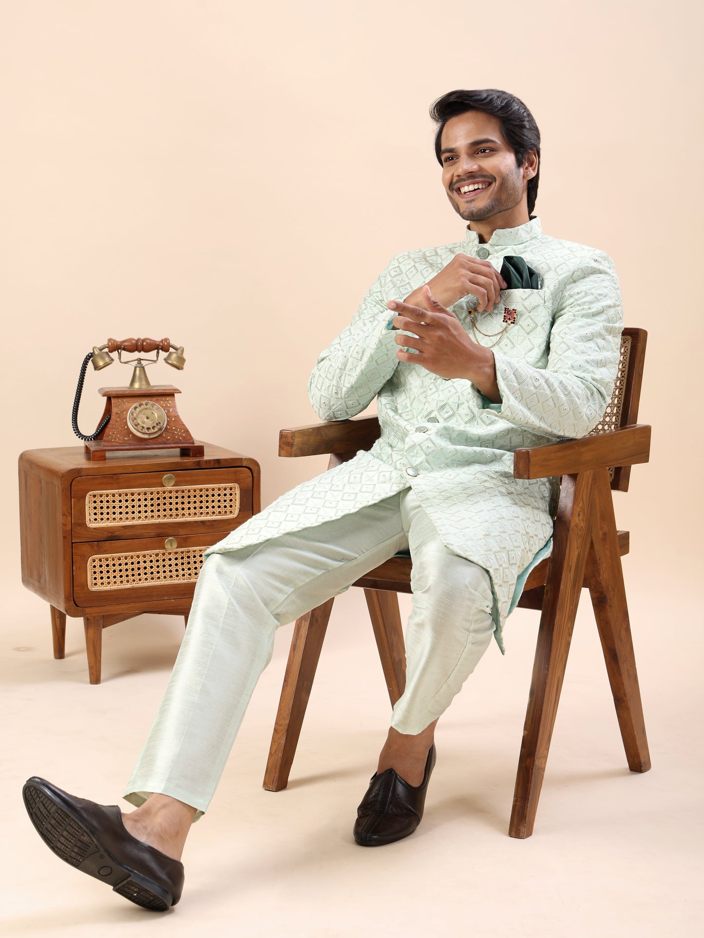 Traditional Embroidered Indo Westren Kurta Set For Men
