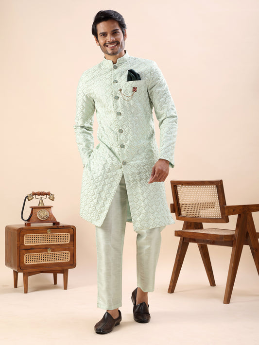 Traditional Embroidered Indo Westren Kurta Set For Men
