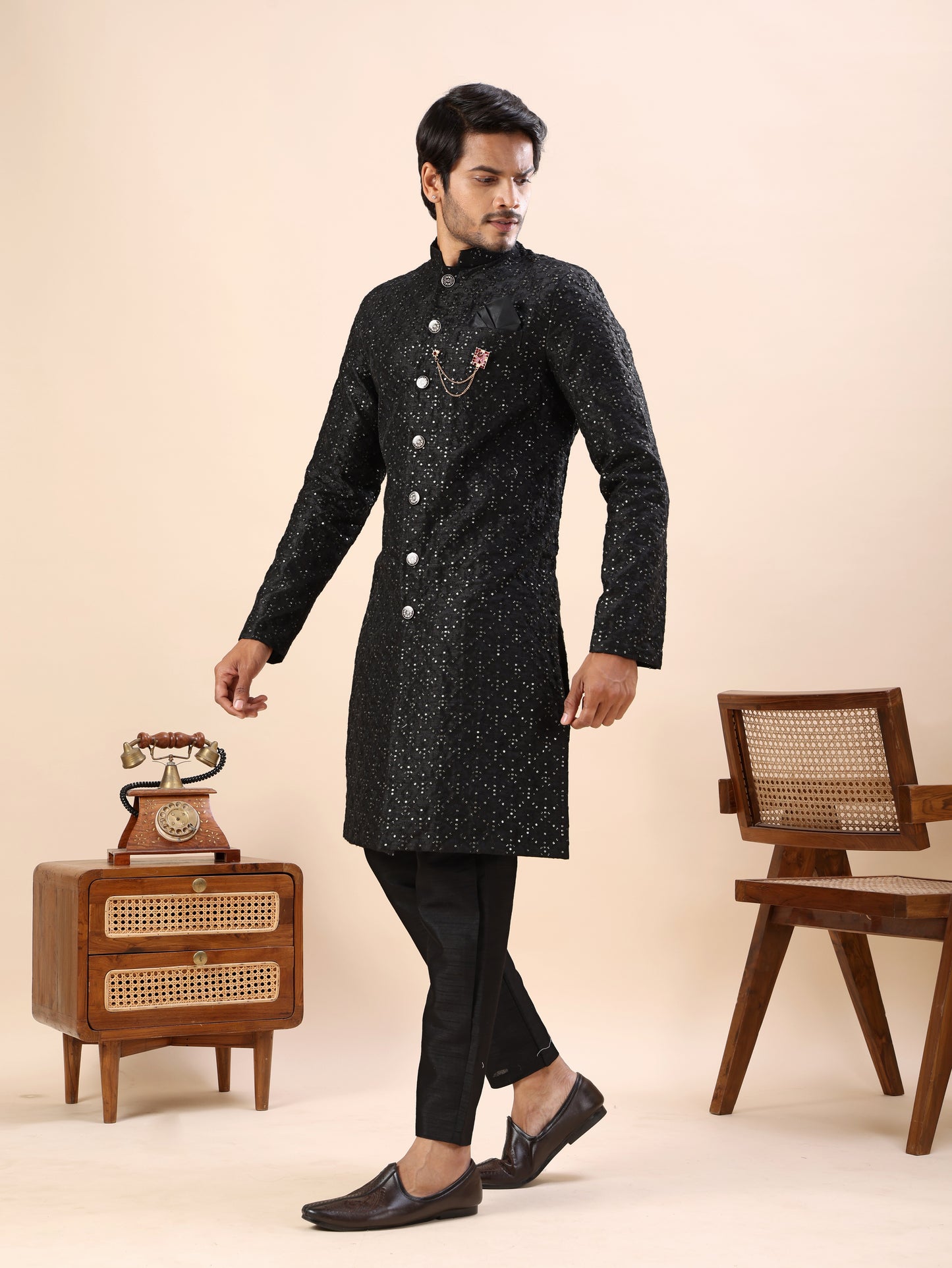 Traditional Embroidered Indo Westren Kurta Set For Men
