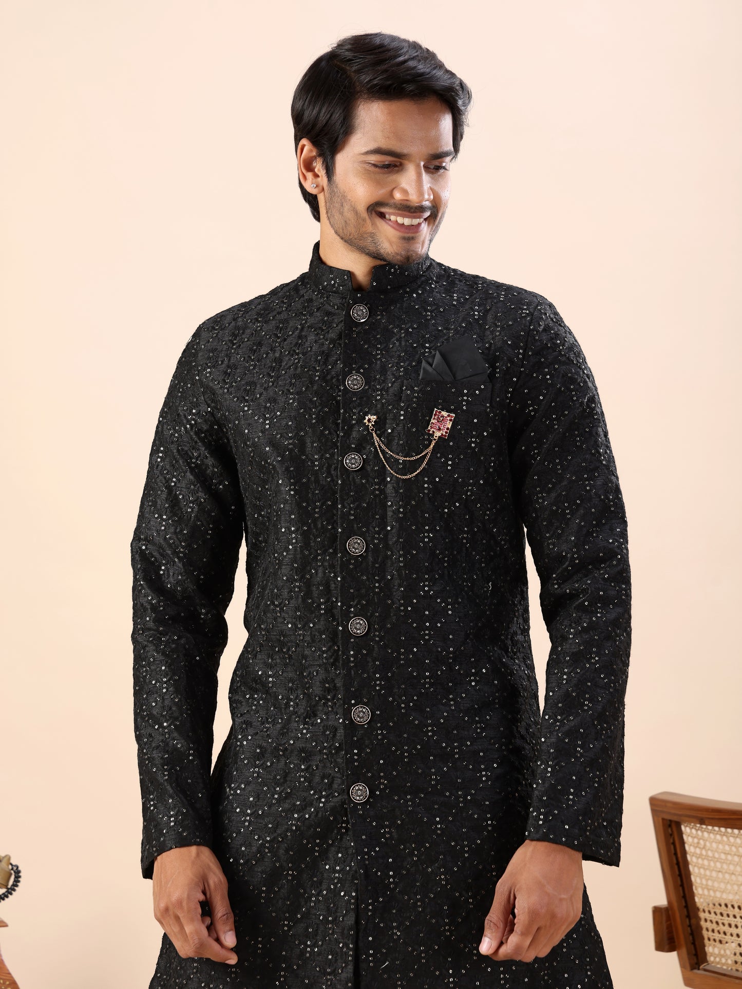 Traditional Embroidered Indo Westren Kurta Set For Men