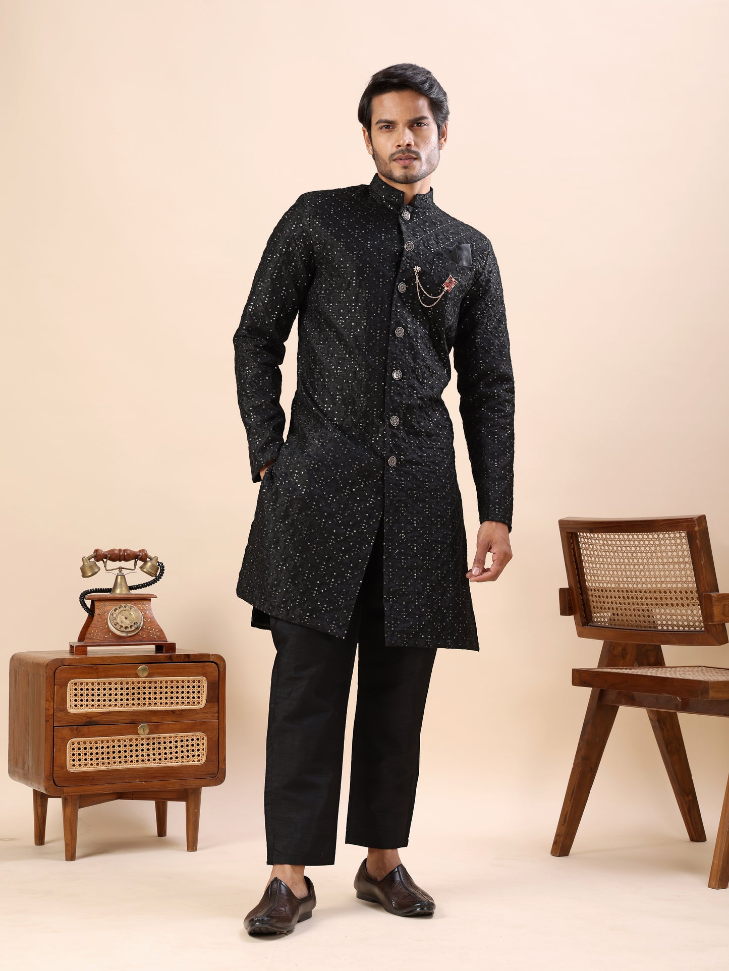 Traditional Embroidered Indo Westren Kurta Set For Men