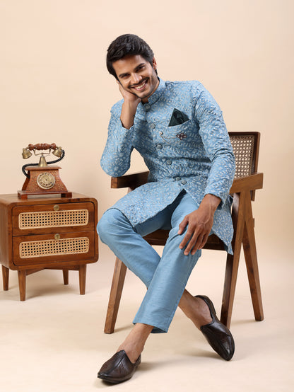 Traditional Embroidered Indo Westren Kurta Set For Men