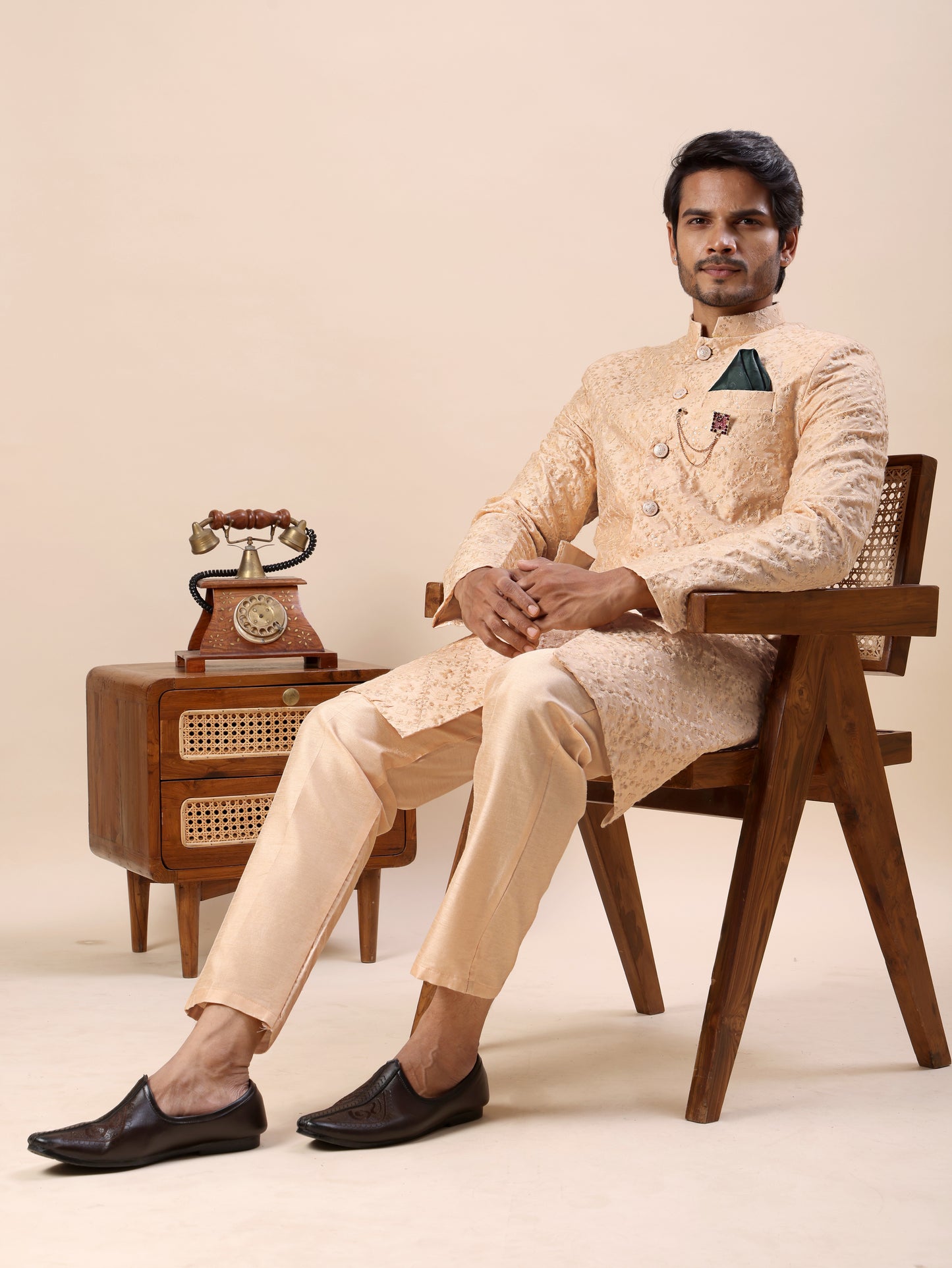 Traditional Embroidered Indo Westren Kurta Set For Men