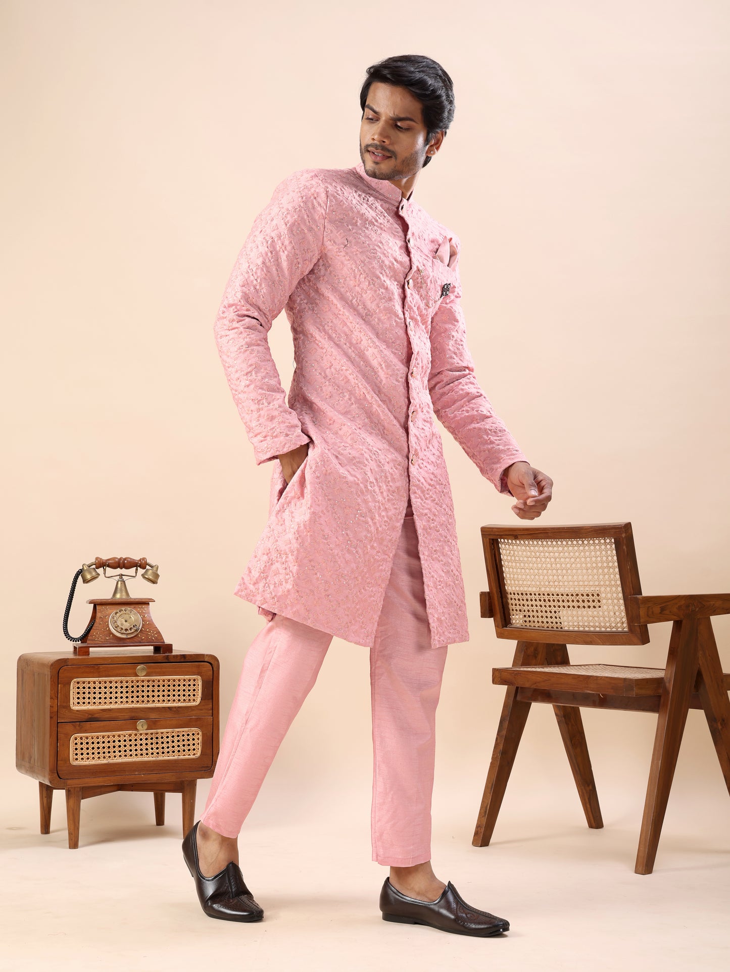 Traditional Embroidered Indo Westren Kurta Set For Men
