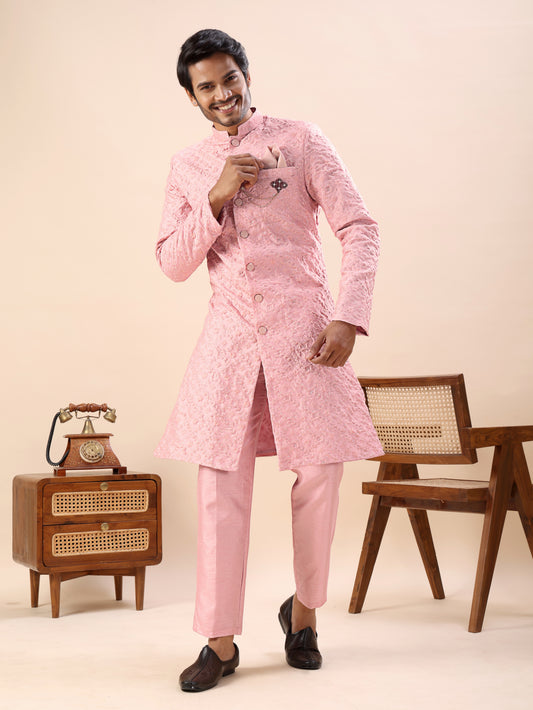 Traditional Embroidered Indo Westren Kurta Set For Men