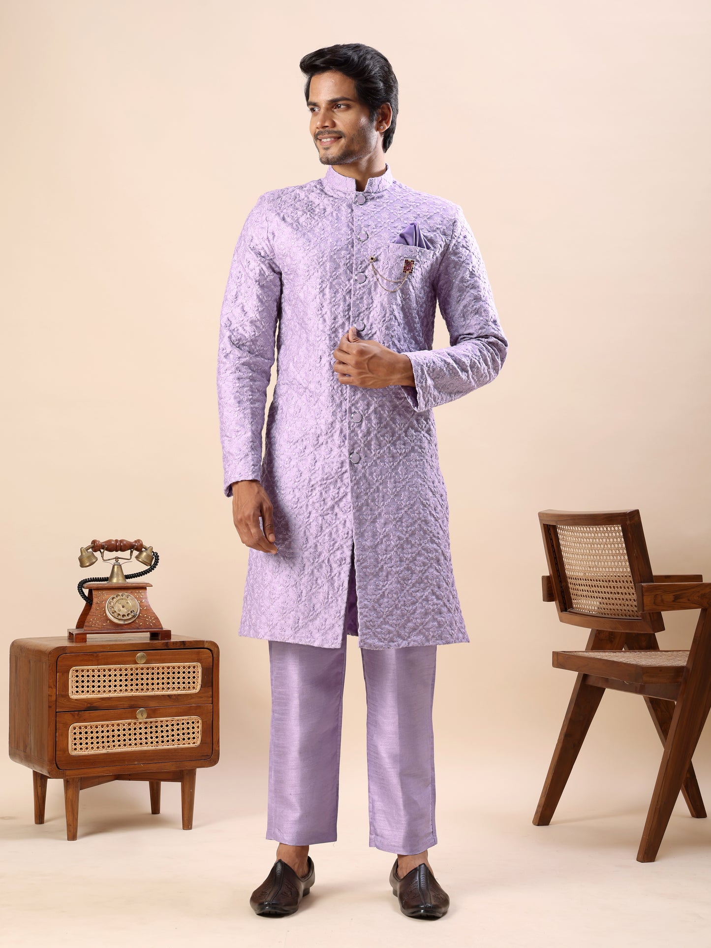 Traditional Indo Westren Kurta Set For Men