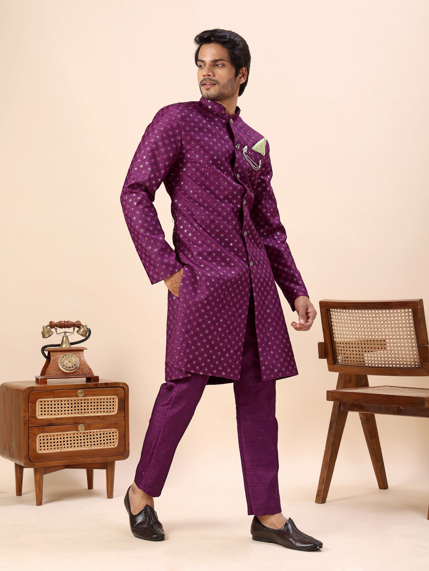 Traditional Indo Westren Kurta Set For Men