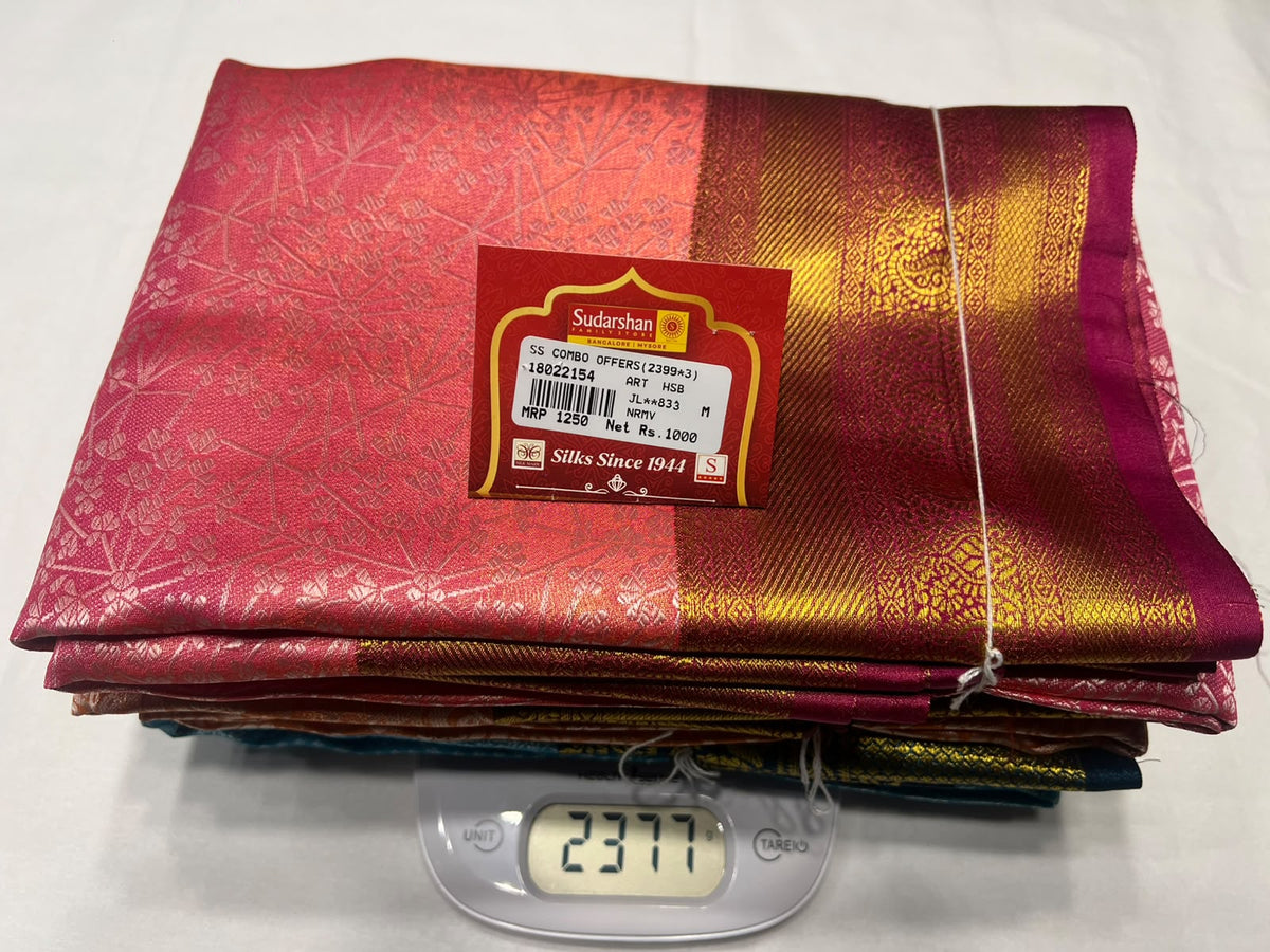 Combo Offer Get 3  Art Silk Saree's At 2399 /-
