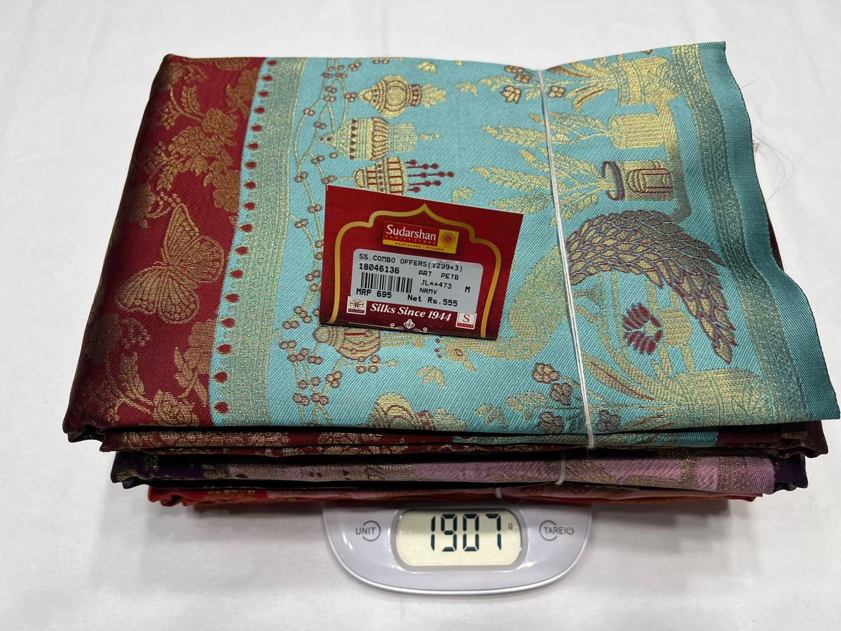Combo Offer Get 3  Art Silk Saree's At 1299 /-
