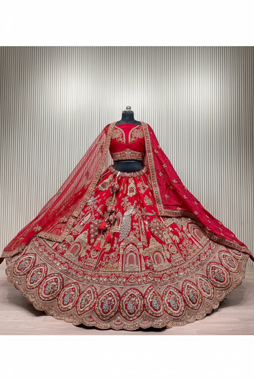 Latest Semi Stitched Bridal Lehenga Choli With Dupatta.