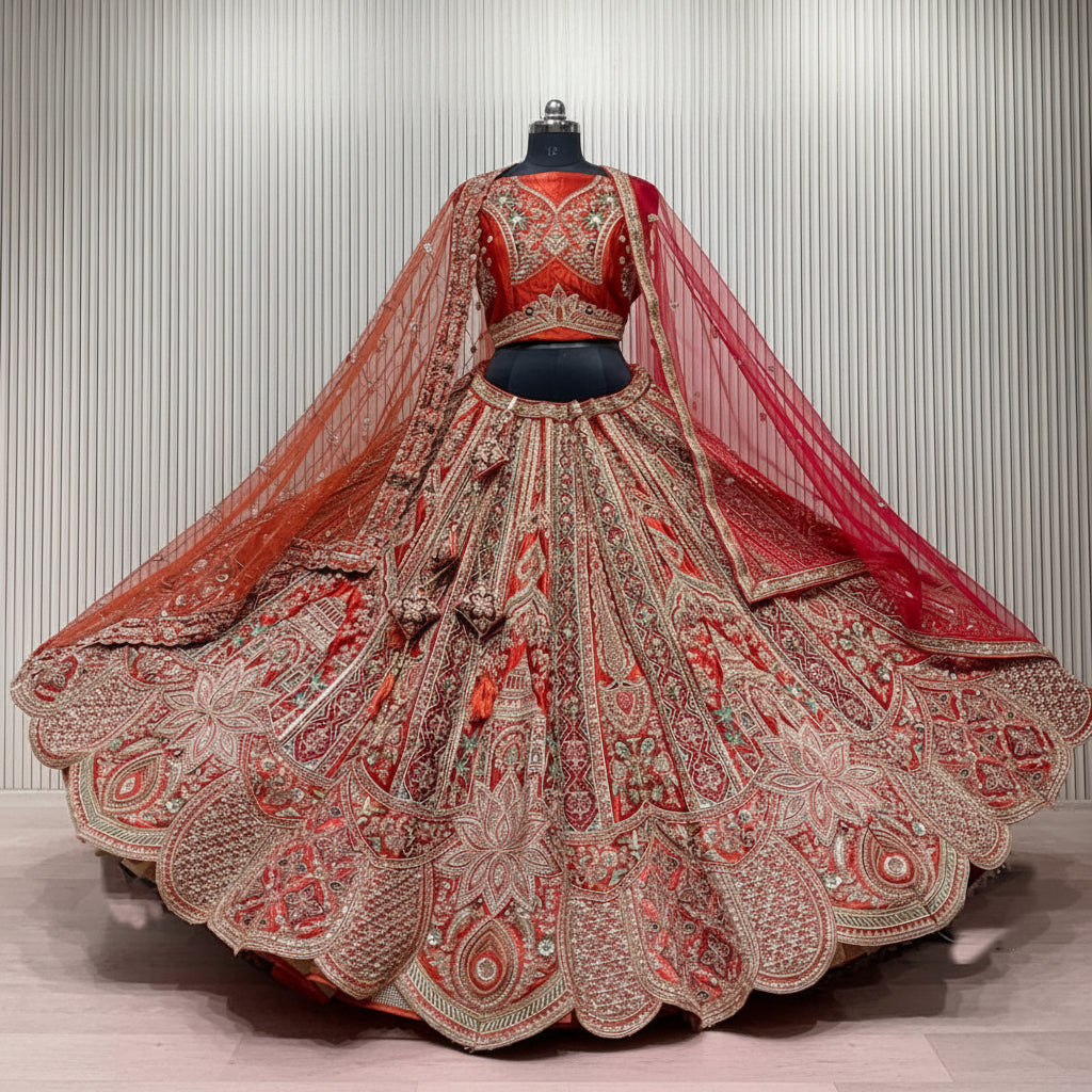 Latest Semi Stitched Bridal Lehenga Choli With Dupatta.