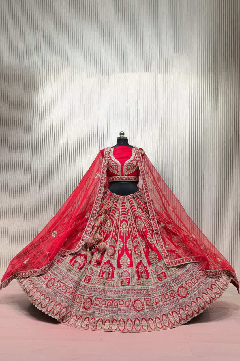 Latest Semi Stitched Bridal Lehenga Choli With Dupatta.