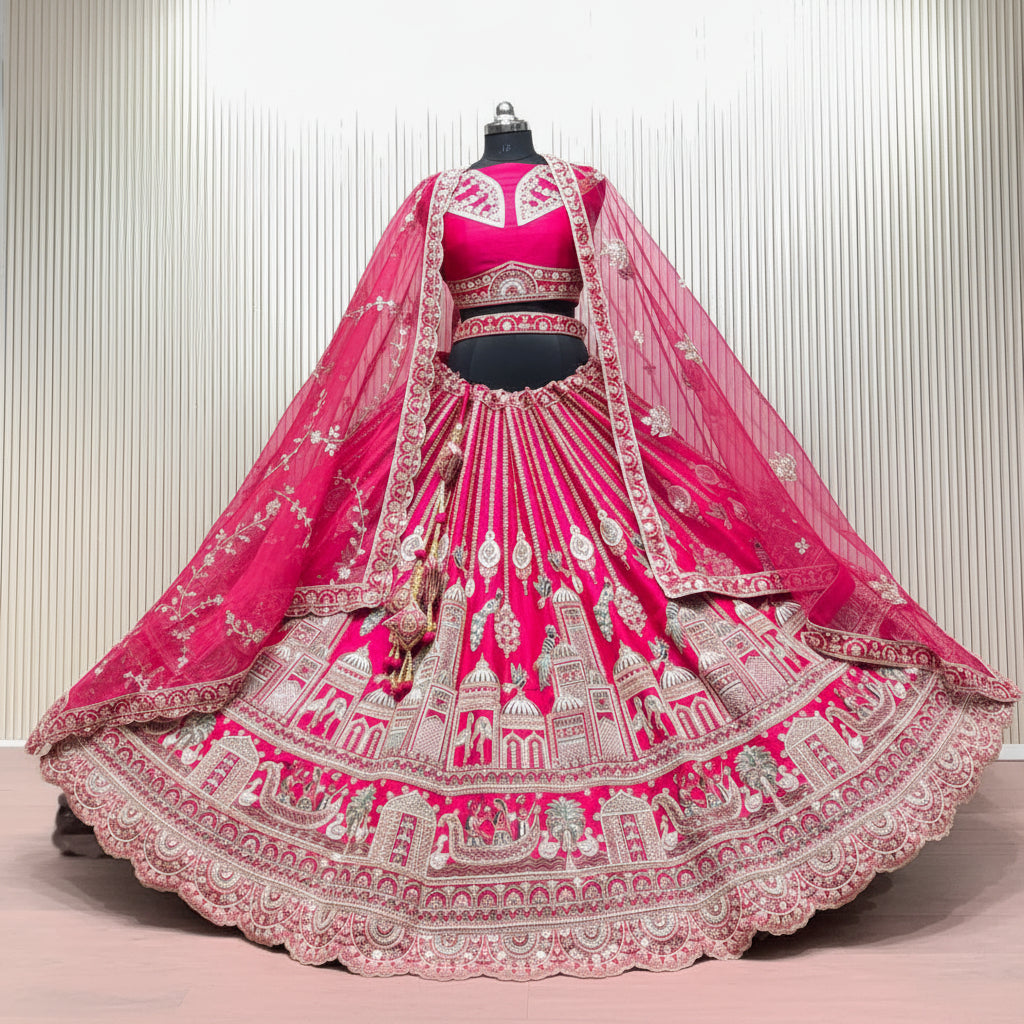 Latest Semi Stitched Bridal Lehenga Choli With Dupatta.