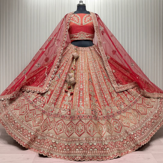 Latest Semi Stitched Bridal Lehenga Choli With Dupatta.