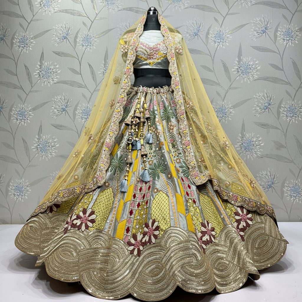 Latest Semi Stitched Bridal Lehenga Choli With Dupatta.