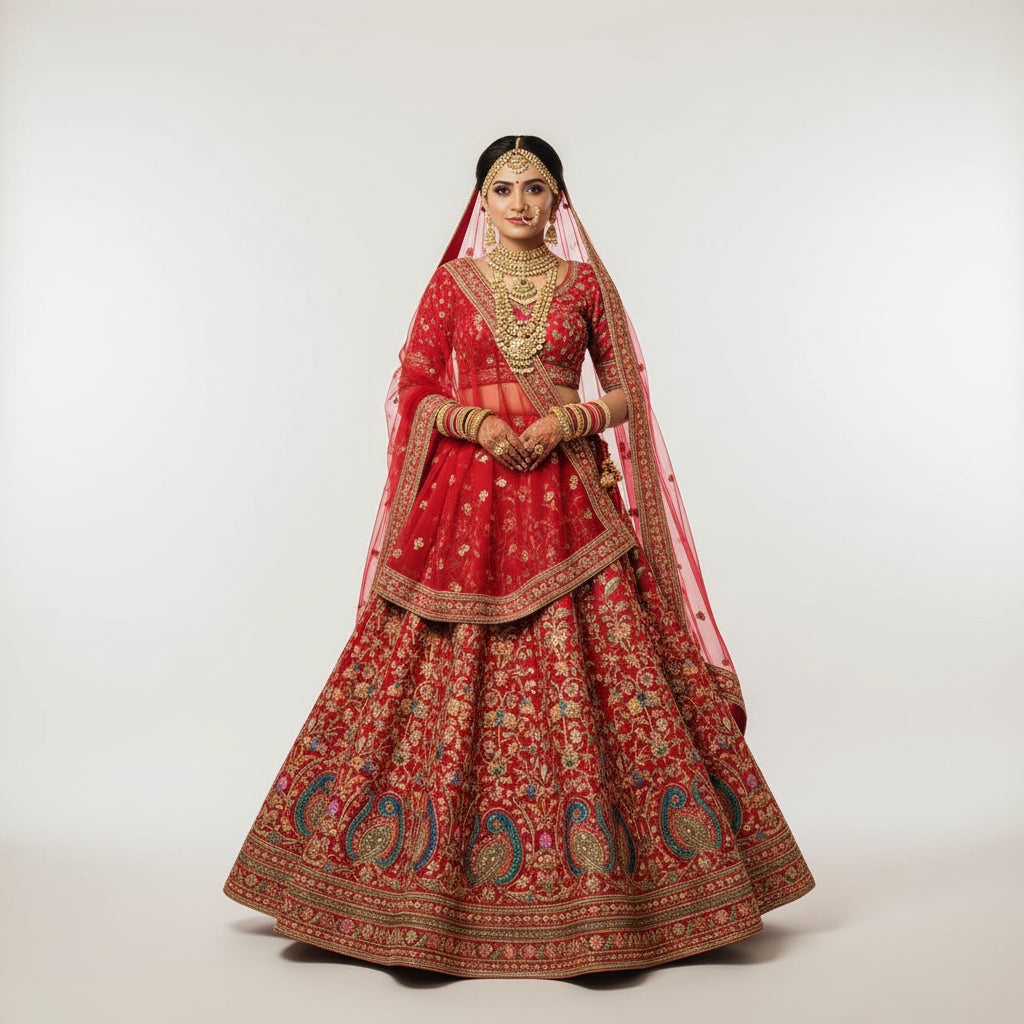 Latest Semi Stitched Bridal Lehenga Choli With Dupatta.