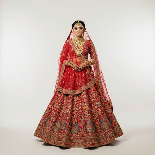 Latest Semi Stitched Bridal Lehenga Choli With Dupatta.