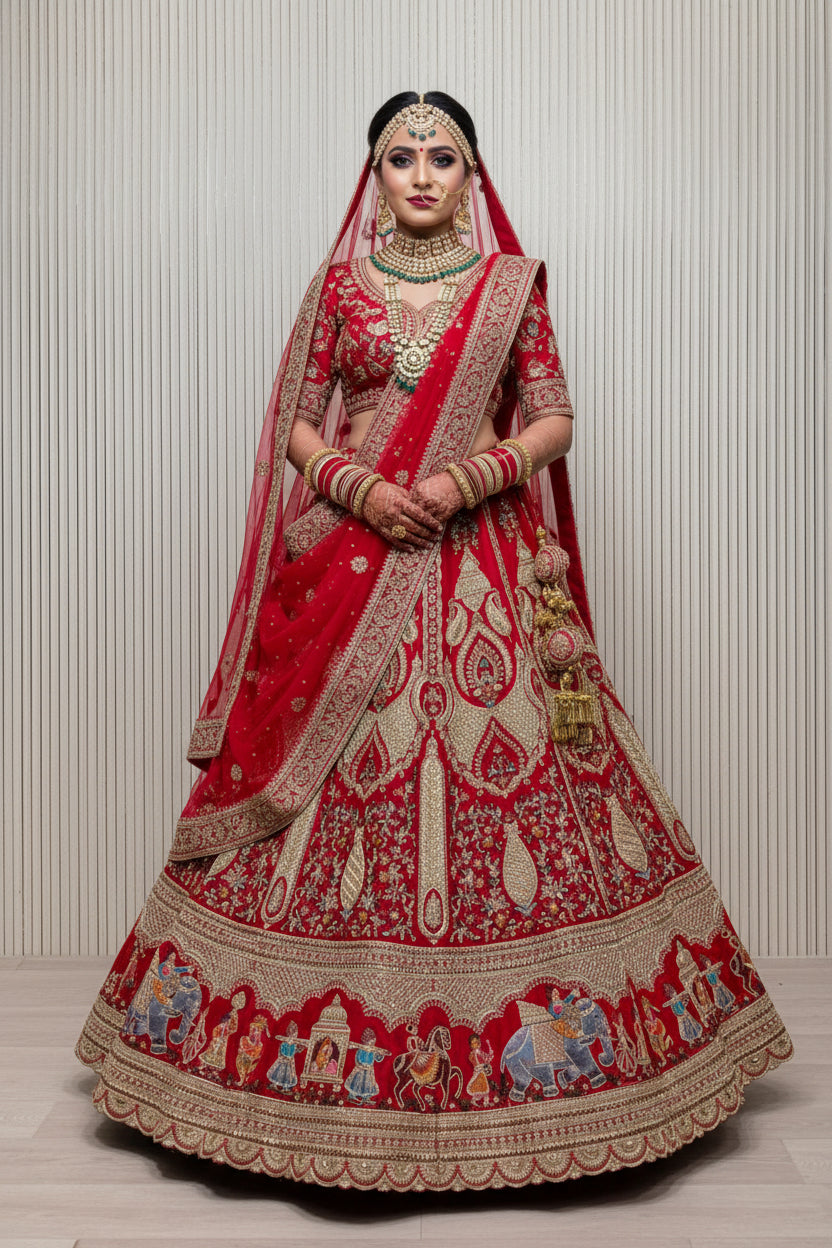 Latest Semi Stitched Bridal Lehenga Choli With Dupatta.