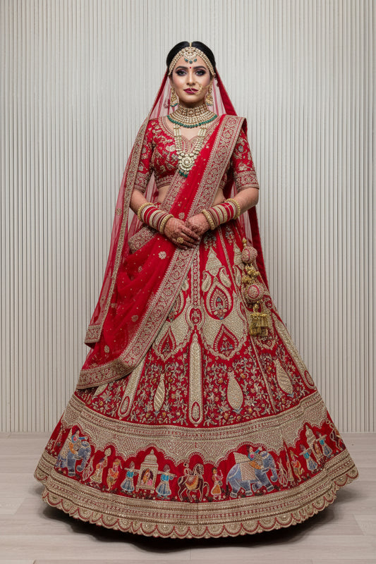 Latest Semi Stitched Bridal Lehenga Choli With Dupatta.