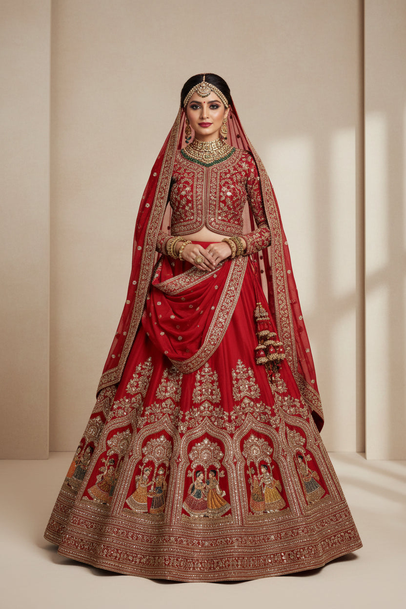 Latest Semi Stitched Bridal Lehenga Choli With Dupatta.