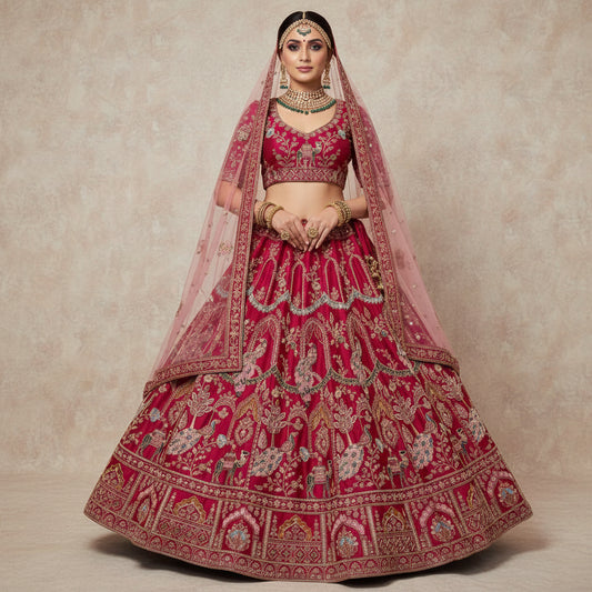 Latest Semi Stitched Bridal Lehenga Choli With Dupatta.