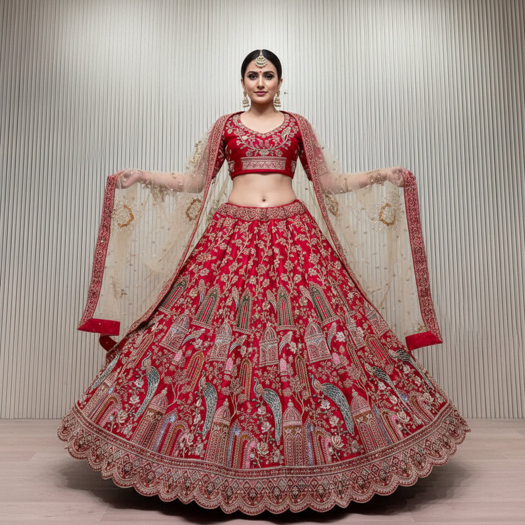 Latest Semi Stitched Bridal Lehenga Choli With Dupatta.
