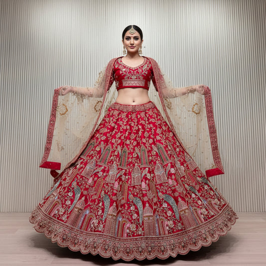 Latest Semi Stitched Bridal Lehenga Choli With Dupatta.