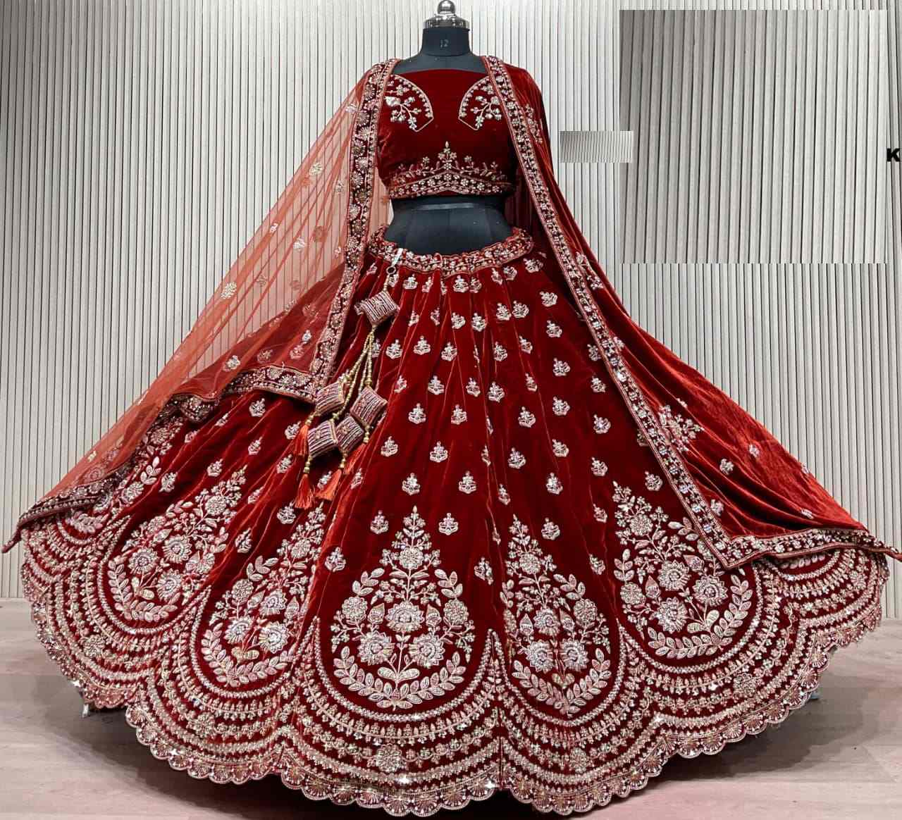 Latest Semi Stitched Velvet Lehenga Choli With Dupatta.