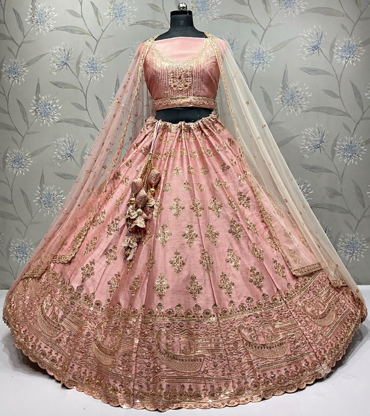 Latest Semi Stitched Bridal Lehenga Choli With Dupatta.