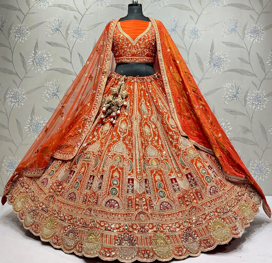 Latest Semi Stitched Bridal Lehenga Choli With Dupatta.