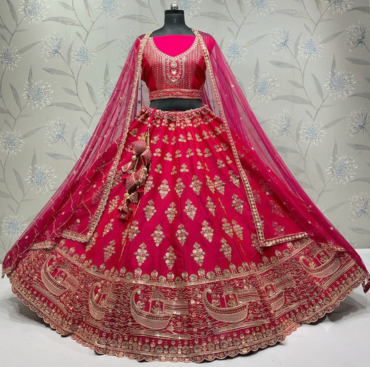 Latest Semi Stitched Bridal Lehenga Choli With Dupatta.